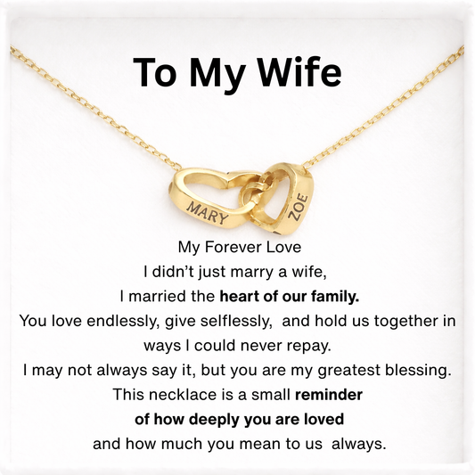 To My Wife - Interlocking Hearts Name Necklace