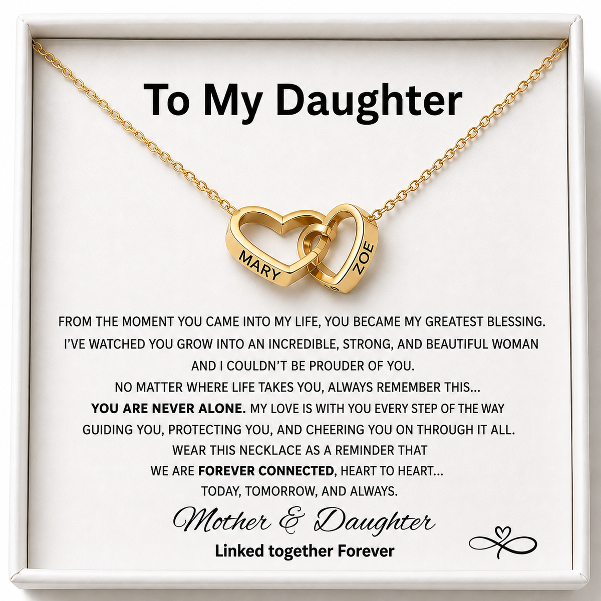 Interlocking Hearts Name Necklace - Mother and  Daughter