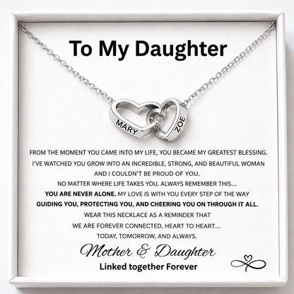 Interlocking Hearts Name Necklace - Mother and  Daughter
