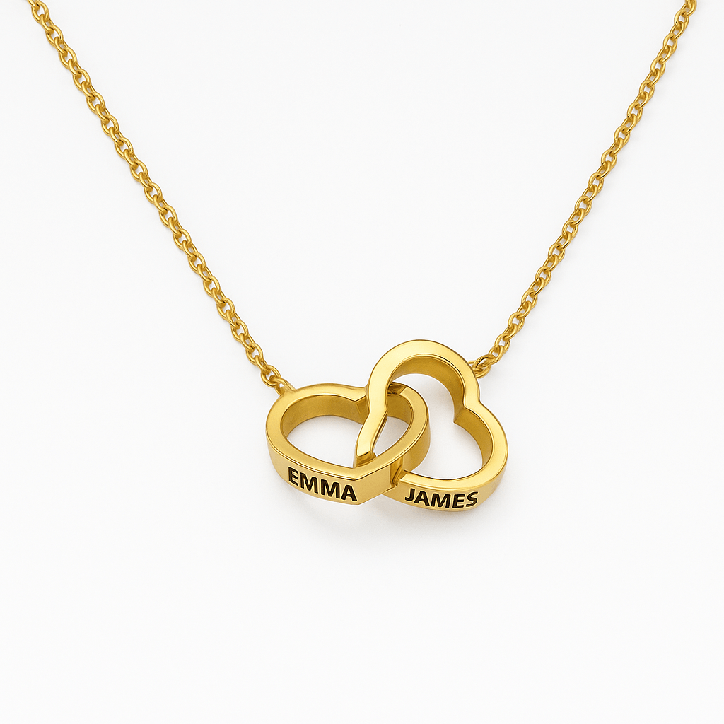 Interlocking Hearts Name Necklace - Grandmother and  Granddaughter