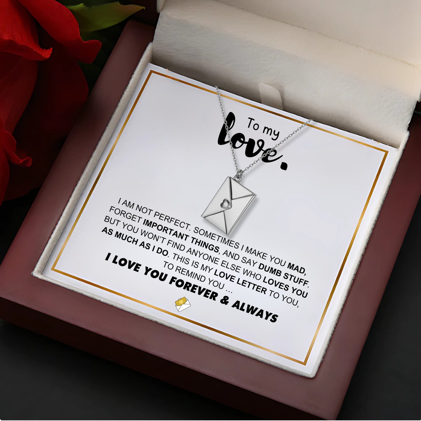Love Letter Necklace and  Message Card Gift Set