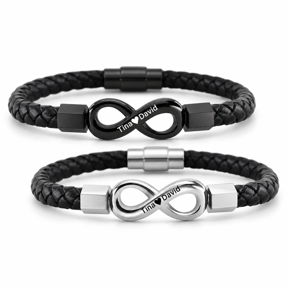 Forever and  Always Personalised Couples Bracelet Set