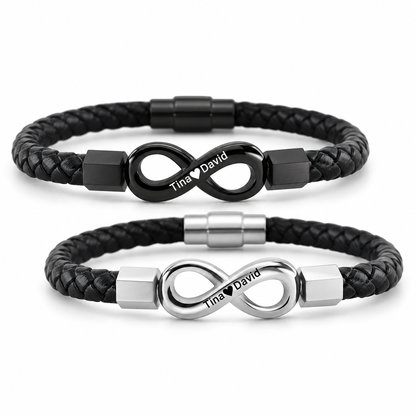 Forever and  Always Personalised Couples Bracelet Set