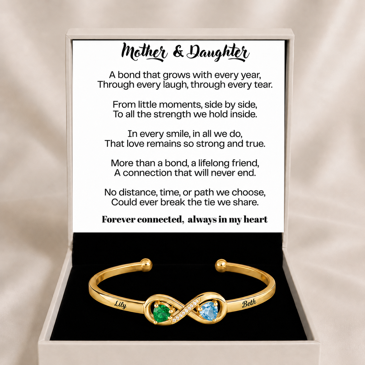 To My Daughter - Personalised Birthstone Infinity Bracelet