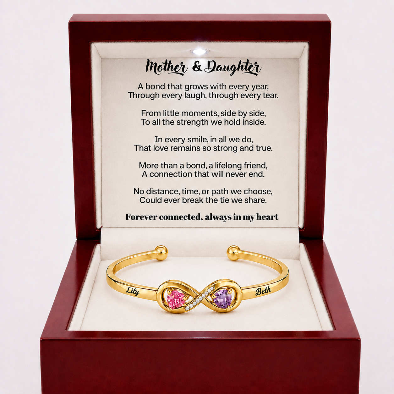 To My Daughter - Personalised Birthstone Infinity Bracelet