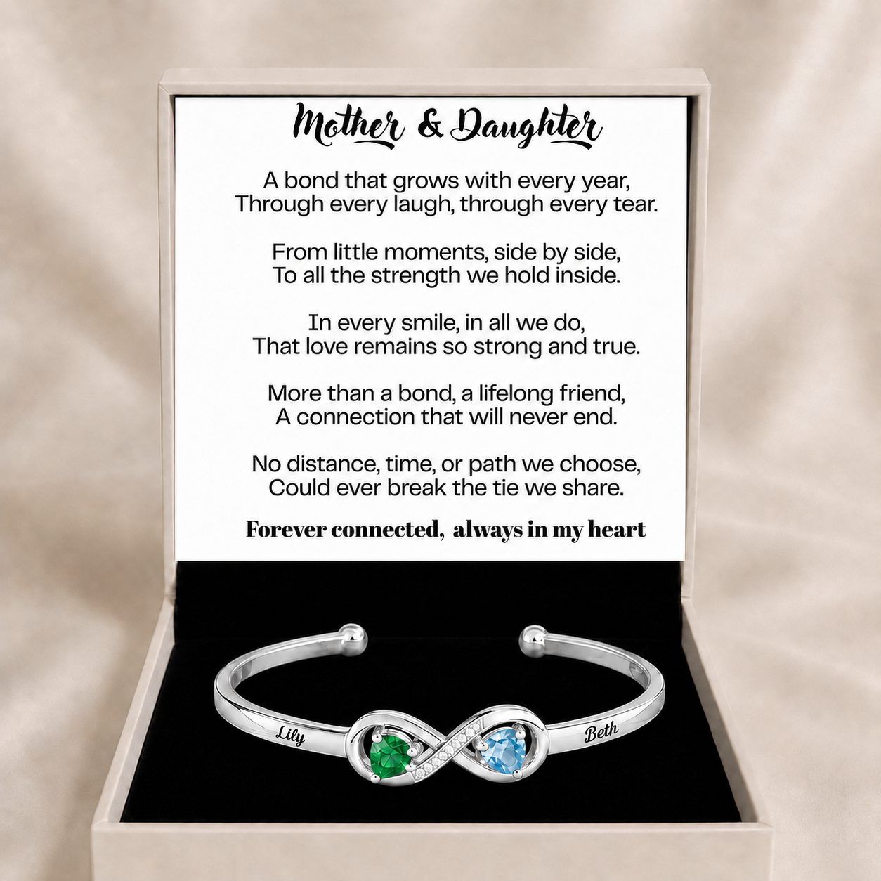 To My Daughter - Personalised Birthstone Infinity Bracelet