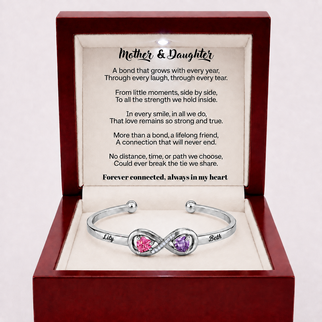 To My Daughter - Personalised Birthstone Infinity Bracelet