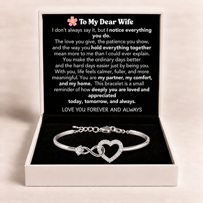 To My Dear Wife - Infinity Heart Bracelet - Love You Forever