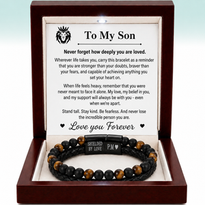 To My son Engraved Tiger Eye  Bracelet
