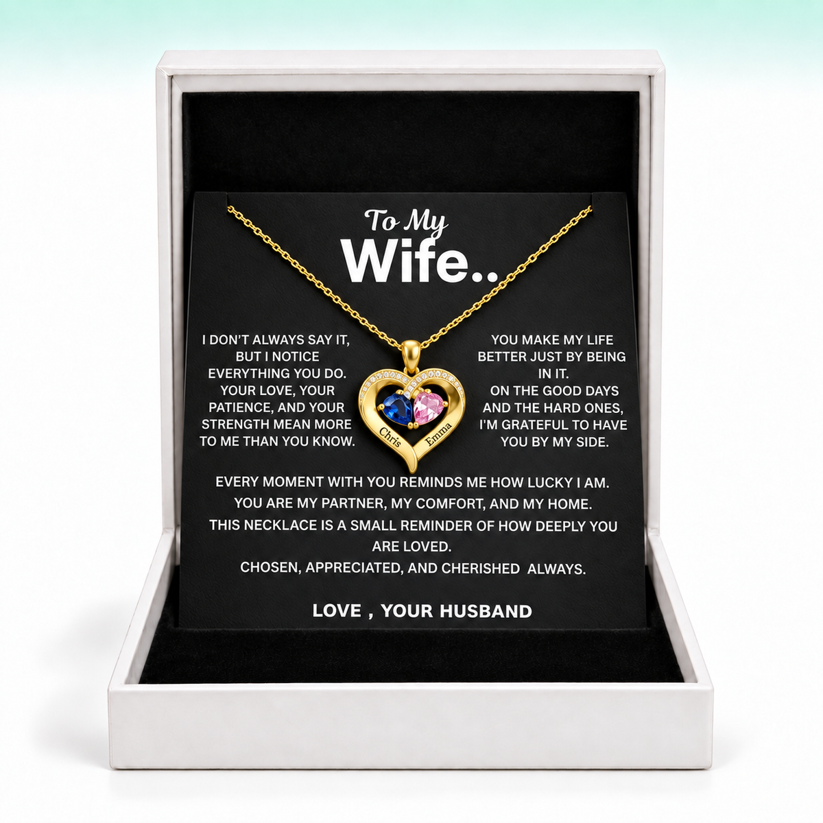 To My Wife - Personalised Birthstone Necklace For The Love Of My Life