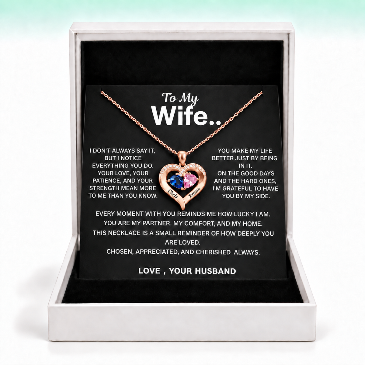 To My Wife - Personalised Birthstone Necklace For The Love Of My Life