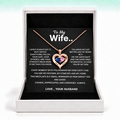 To My Wife - Personalised Birthstone Necklace For The Love Of My Life