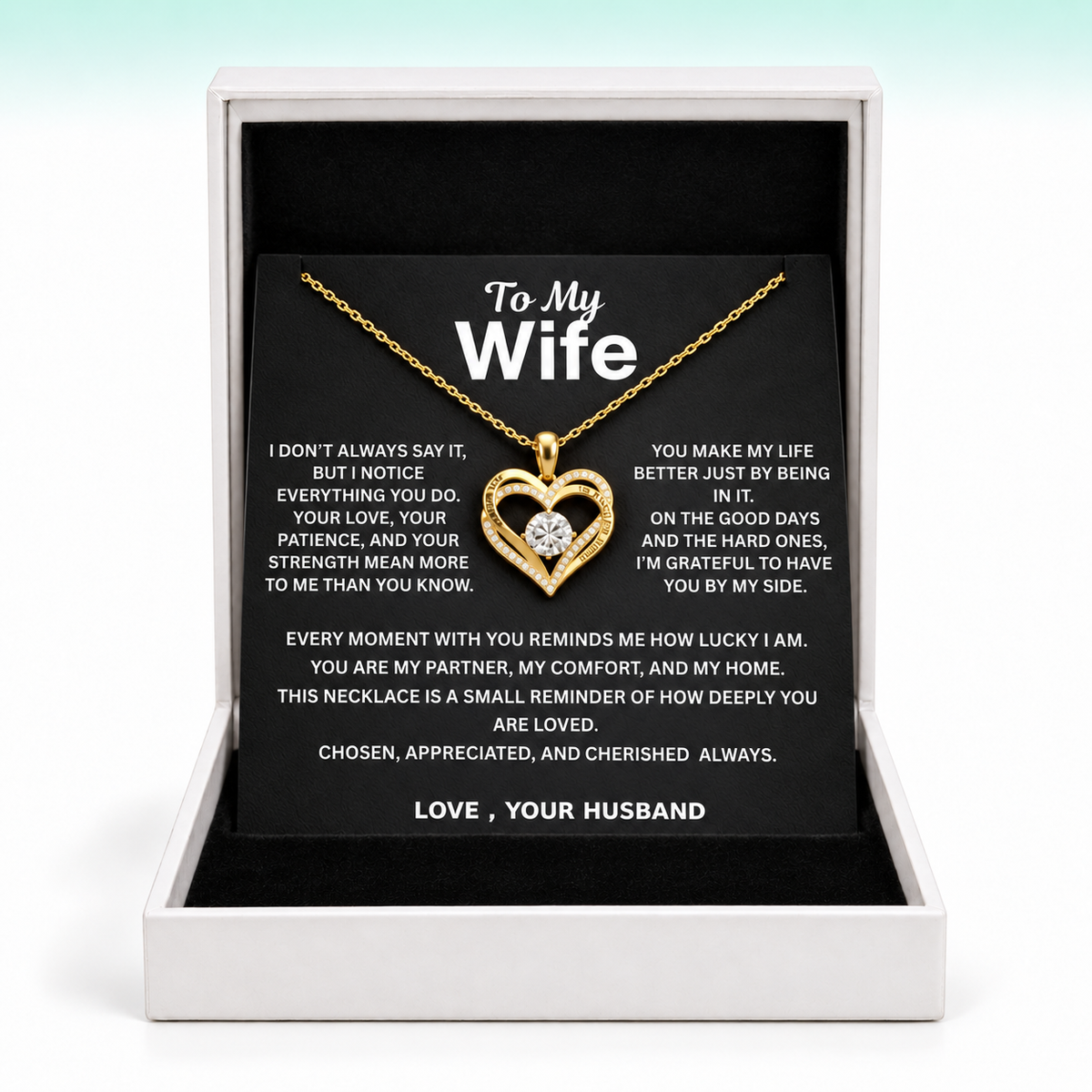To My Wife - Forever & Always Heart Necklace