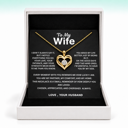 To My Wife - Forever & Always Heart Necklace