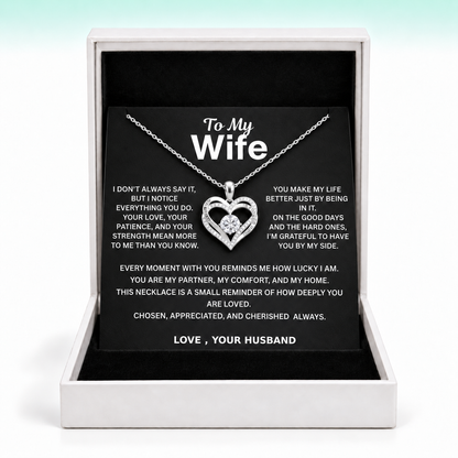 To My Wife - Forever & Always Heart Necklace
