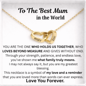 interlinked hearts mum gold